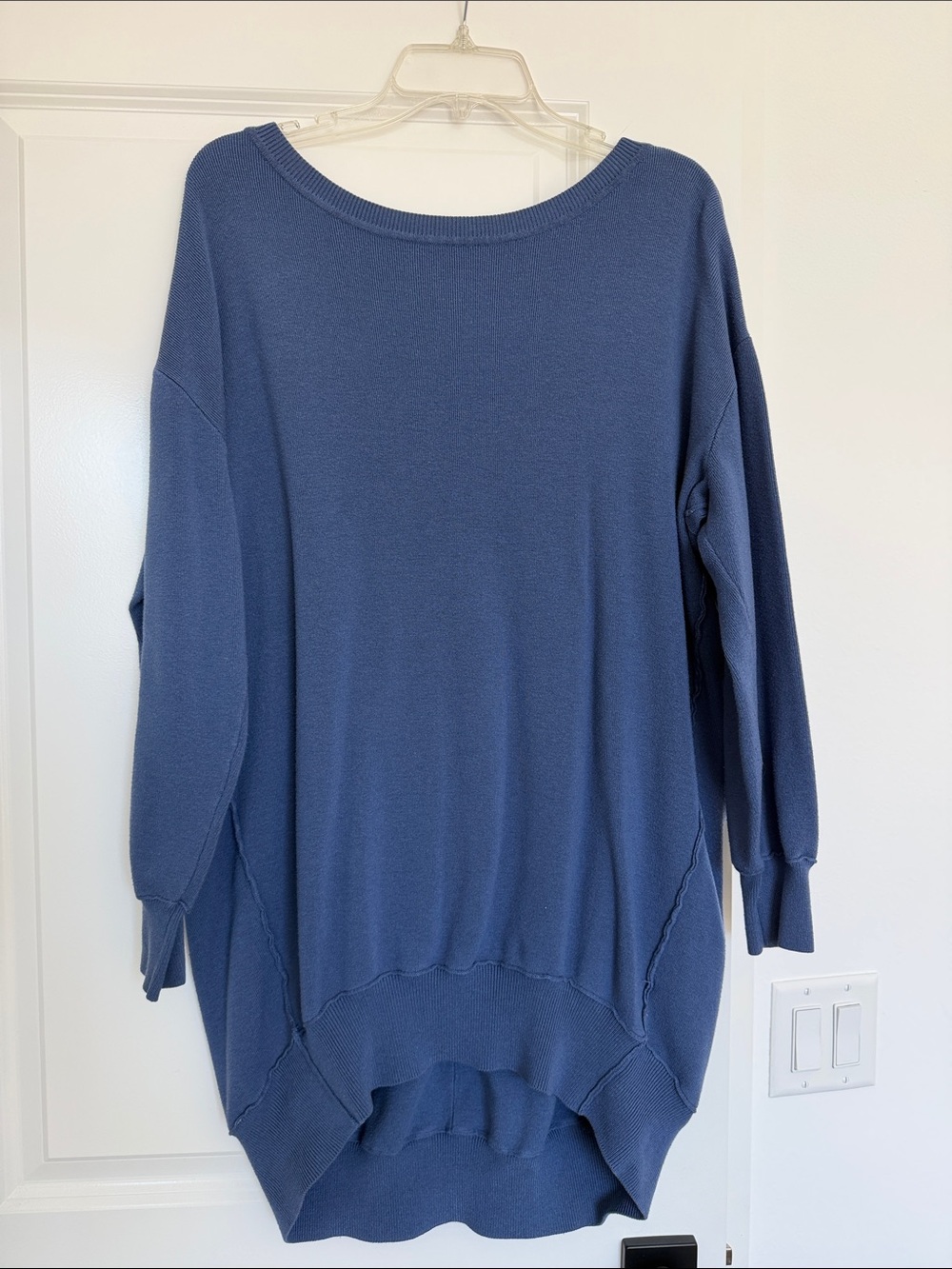 Anthropologie Dusty Blue Off-the-Shoulder Knit Sweater